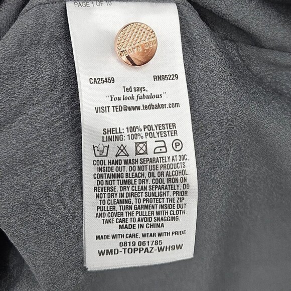 Ted Baker Toppaz Oracle Pleated Midi Dress Gray Women’s 3 Size 8 Floral Formal - Picture 15 of 16